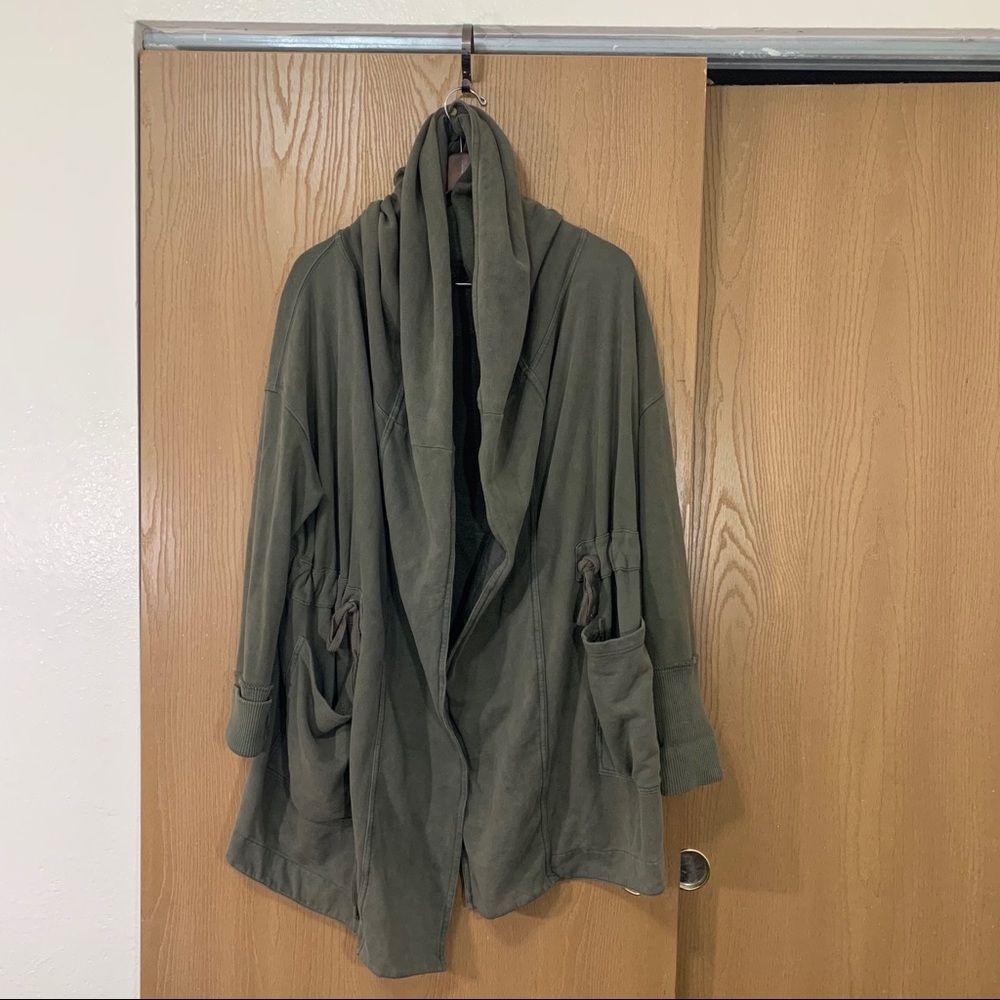 Free People Brentwood Cardigan Jacket Army Green - Picture 4 of 10